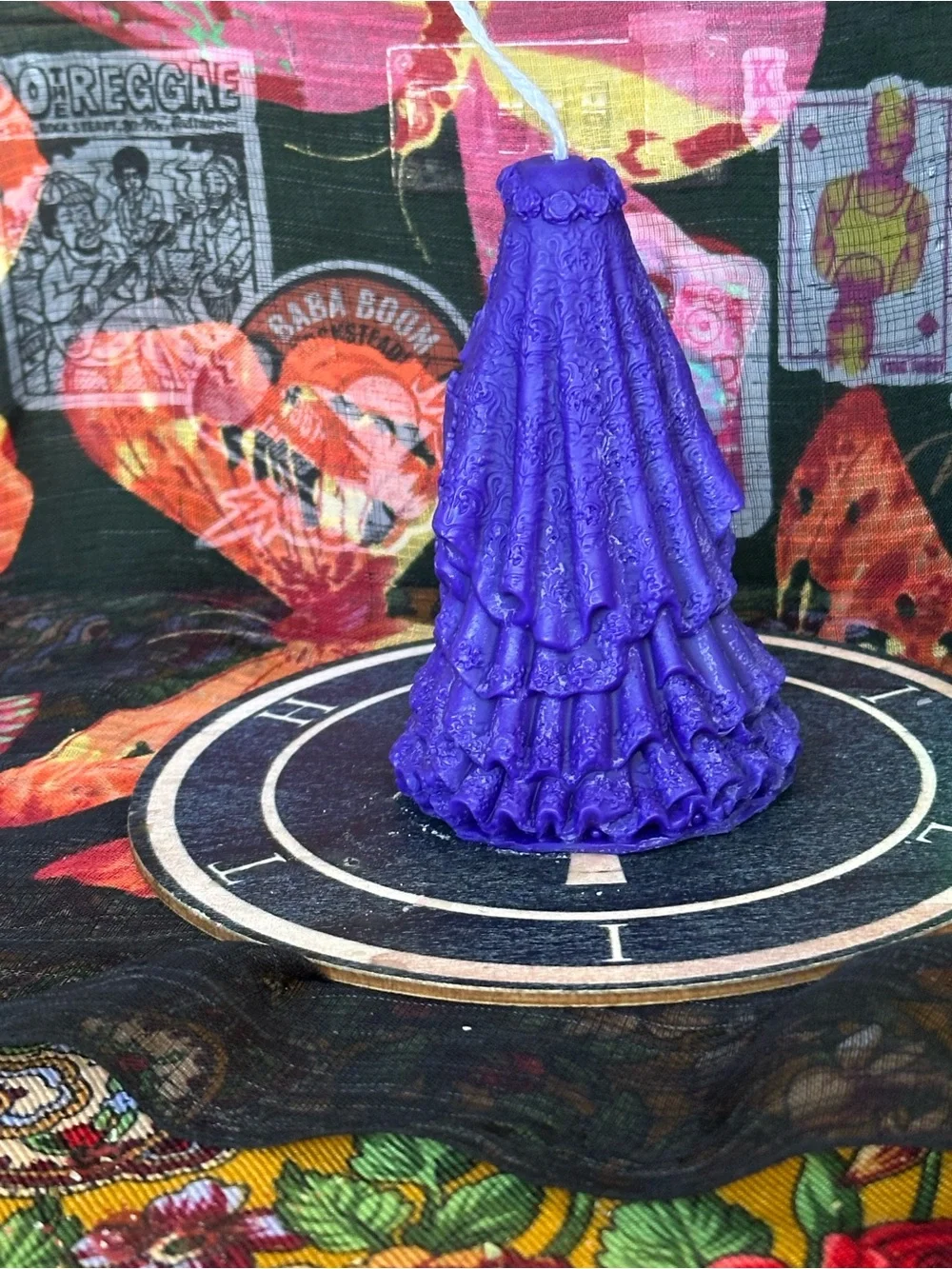 Handmade Purple Skeleton Bride Candle – Gothic Bride of Death
